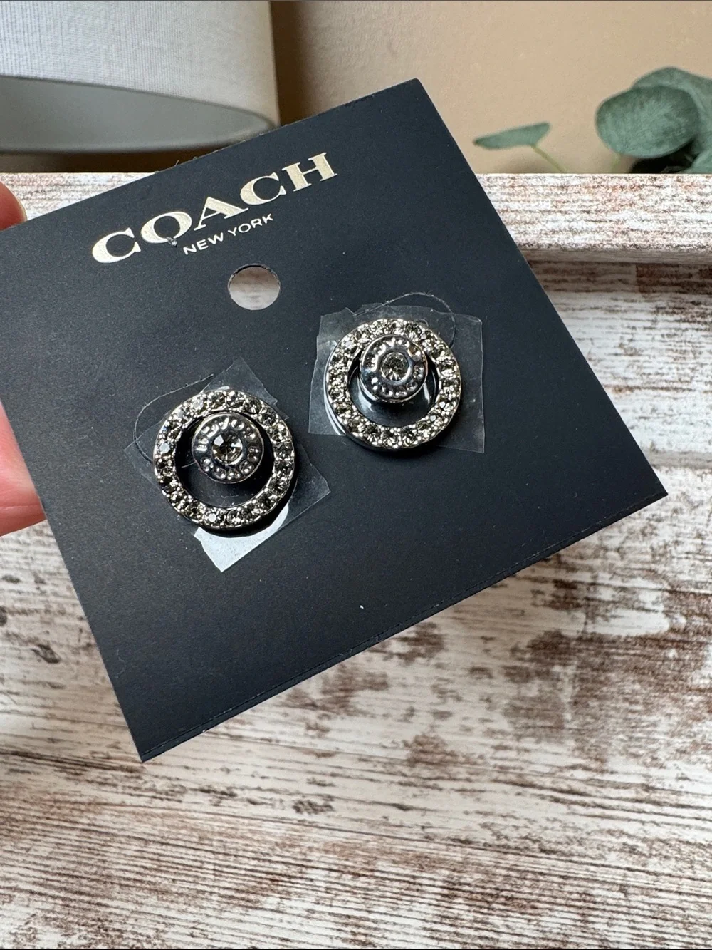 Coach Black and Silver Crystal Circle Stud Earrings - Picture 3 of 4